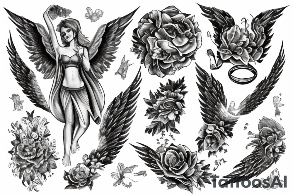 Angel fineline tattoo tattoo idea