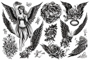 Angel fineline tattoo tattoo idea