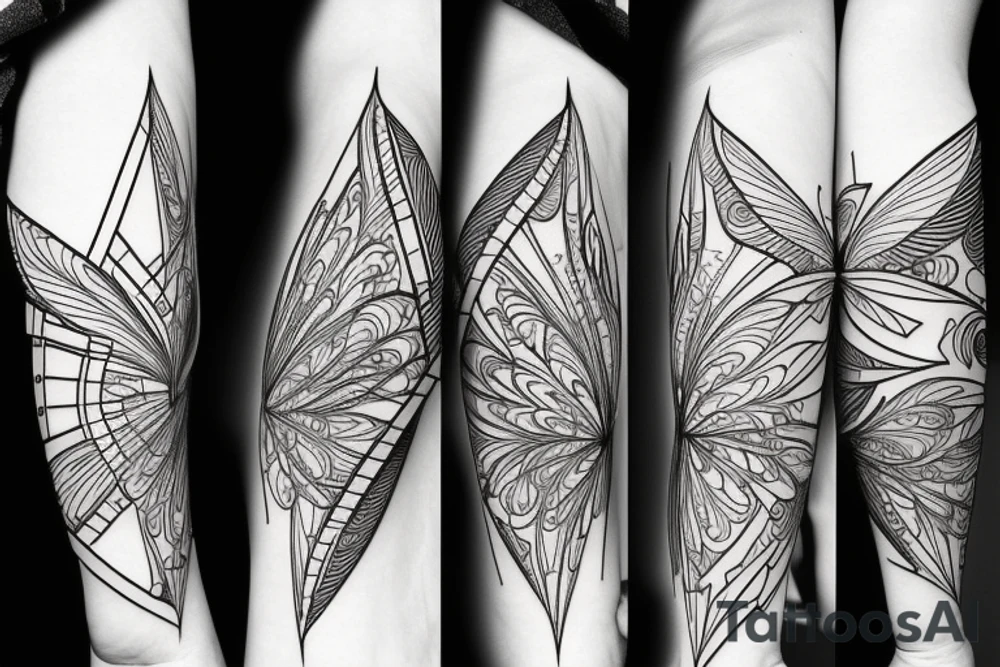 Hummingbird mixed with compass and random geometric figures for forearm tattoo idea