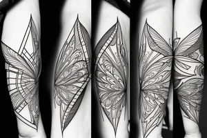 Hummingbird mixed with compass and random geometric figures for forearm tattoo idea
