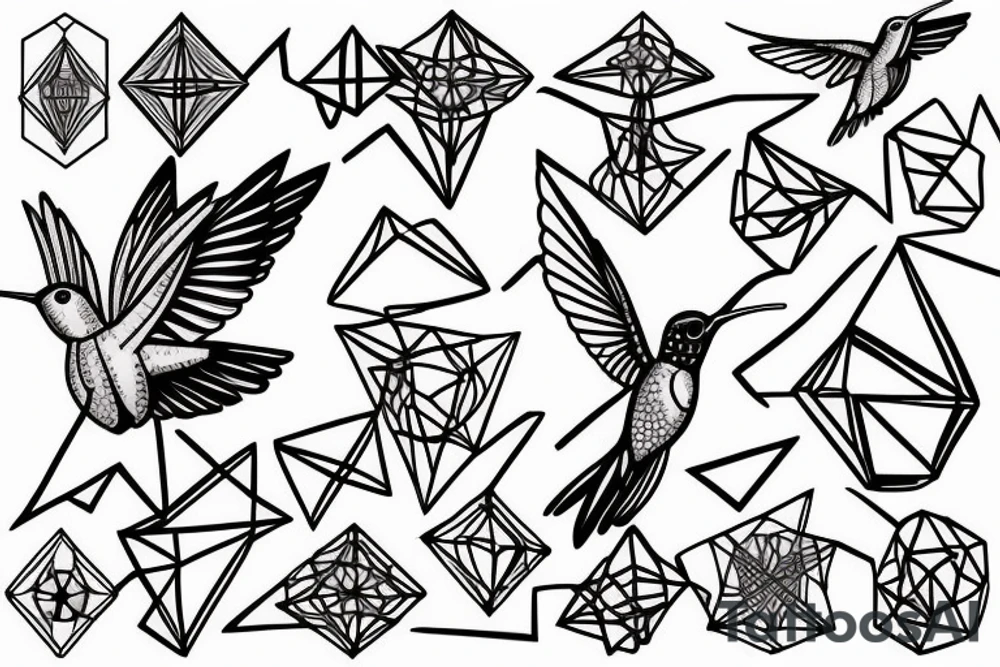 Hummingbird mixed with compass and random geometric figures for forearm tattoo idea Hummingbird mixed with compass and random geometric figures for forearm tattoo idea