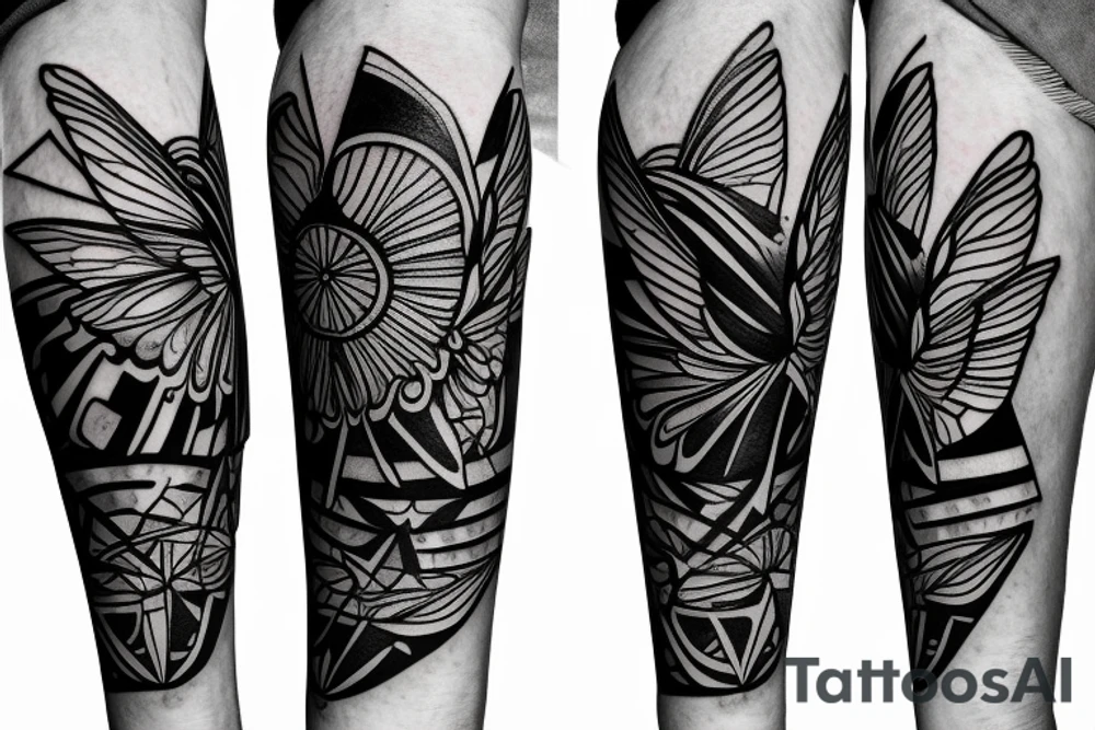 Hummingbird mixed with compass and random geometric figures for forearm tattoo idea Hummingbird mixed with compass and random geometric figures for forearm tattoo idea