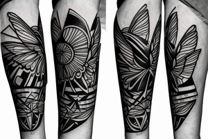 Hummingbird mixed with compass and random geometric figures for forearm tattoo idea