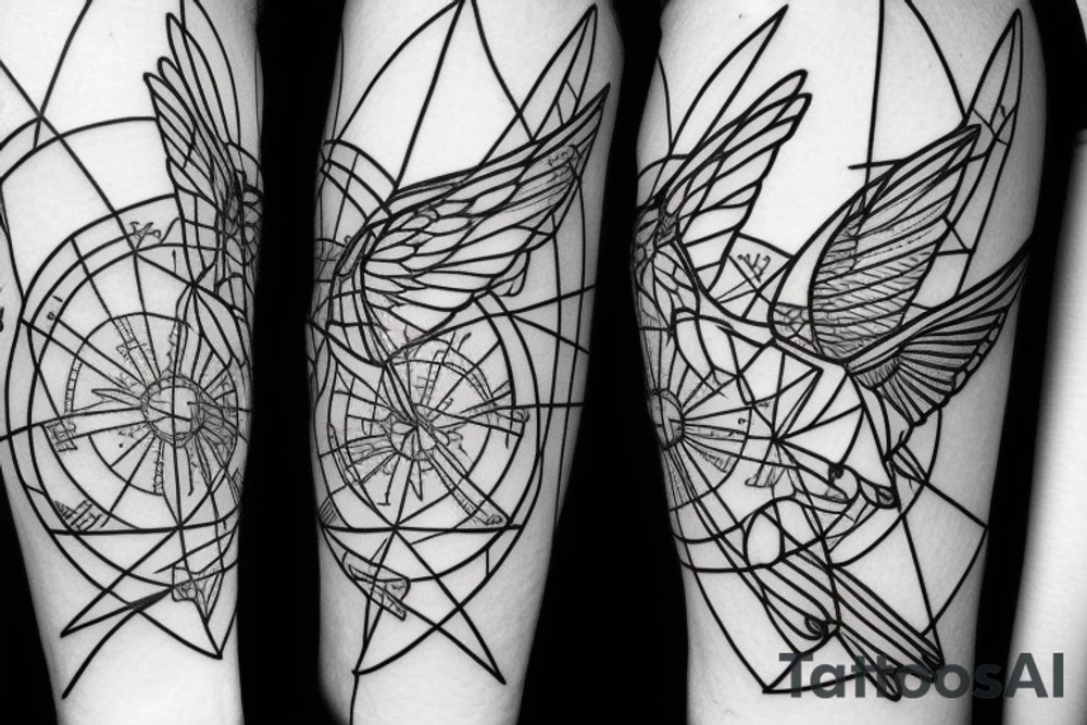 Hummingbird, compass, random geometric figures for forearm tattoo idea Hummingbird, compass, random geometric figures for forearm tattoo idea