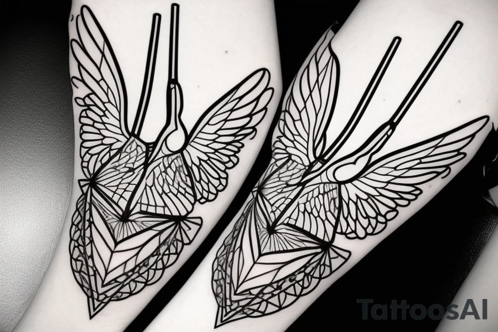 Hummingbird and triangles
 for forearm tattoo idea