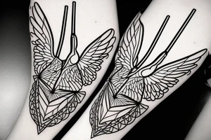 Hummingbird and triangles
 for forearm tattoo idea