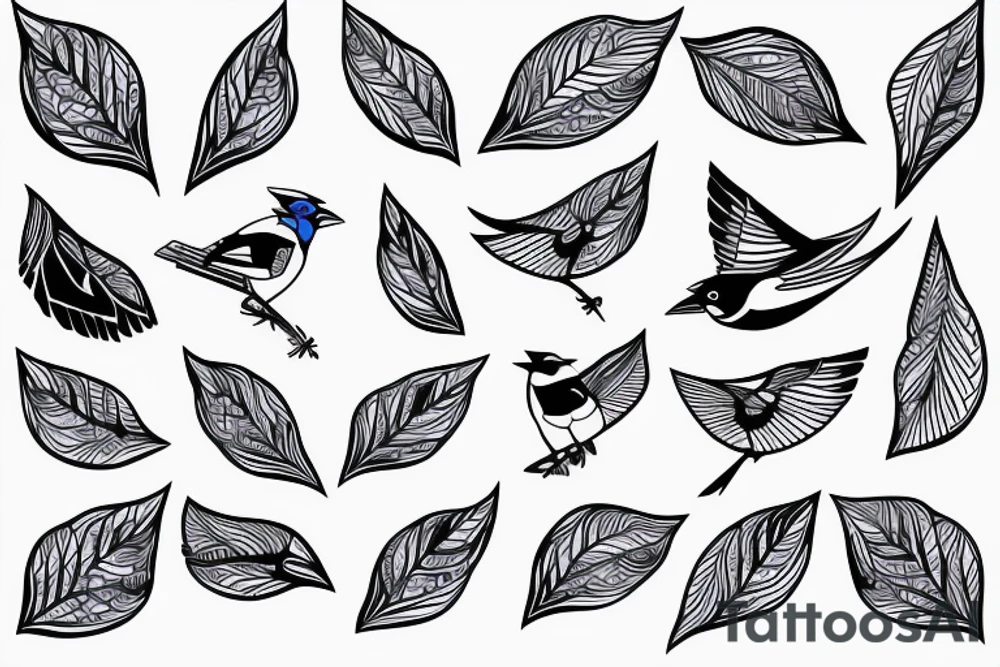 Blue Jay and geometric figures
 for forearm tattoo idea