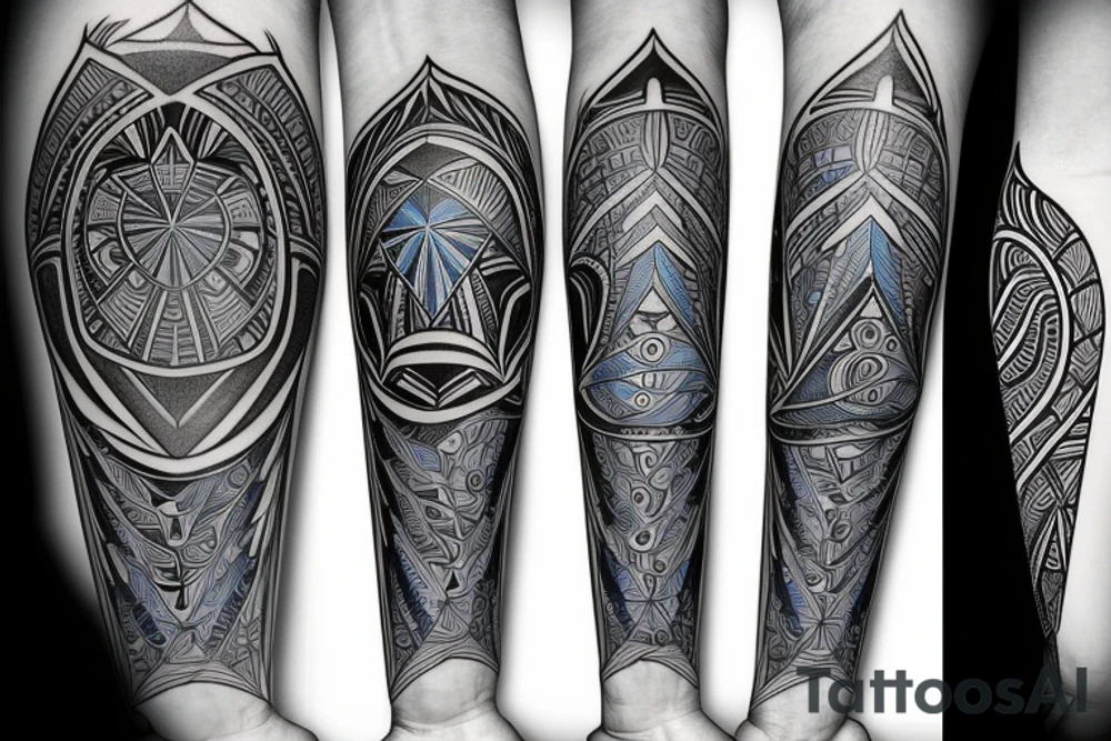 Blue Jay and geometric figures
 for forearm tattoo idea