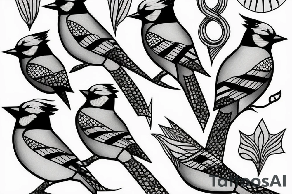Blue Jay, sharp straight lines tattoo idea