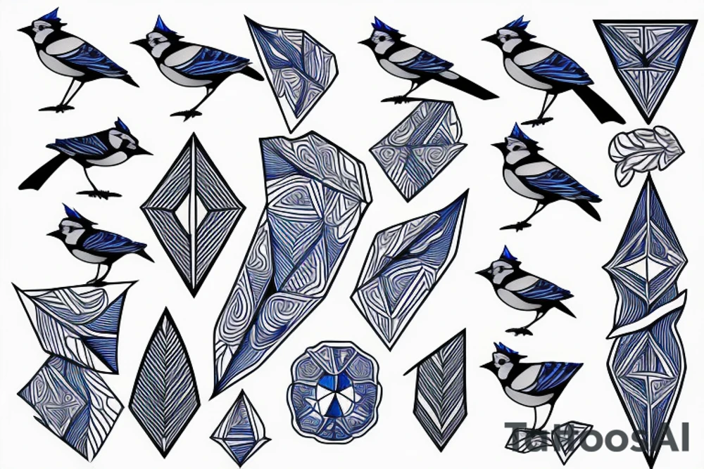 Blue Jay, sharp straight lines tattoo idea