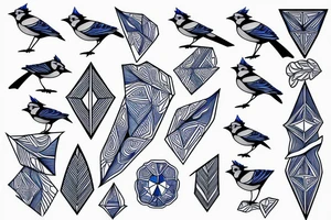 Blue Jay, sharp straight lines tattoo idea