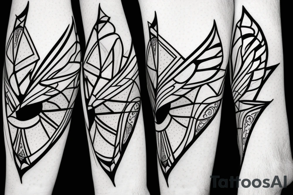 geometric Blue Jay facing forward tattoo idea