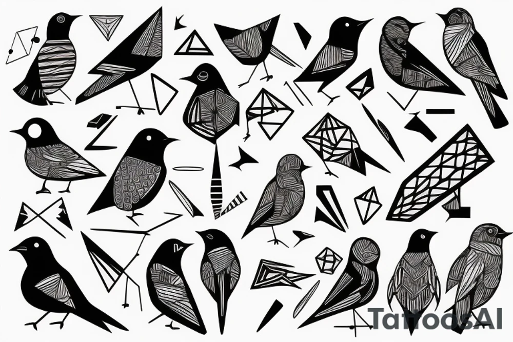 birds facing forward mixed with geometric figures and lines for forearm tattoo idea birds facing forward mixed with geometric figures and lines for forearm tattoo idea