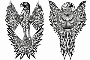 phoenix facing forward mixed with geometric figures and lines for forearm tattoo idea