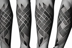 phoenix  mixed with geometric figures and lines for forearm tattoo idea