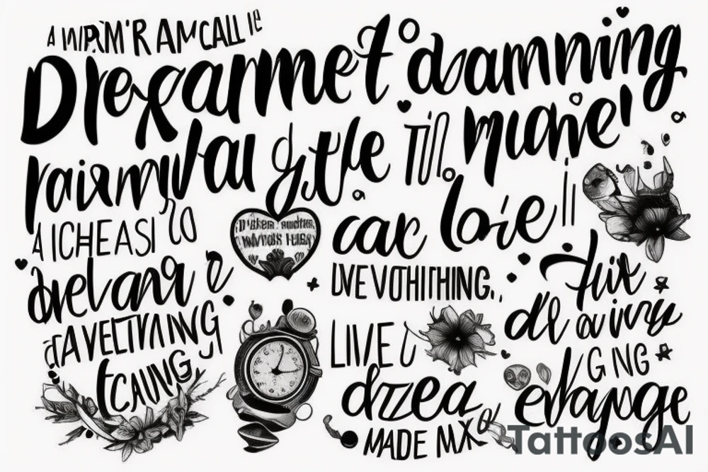 Mix all theese quotes in one tatoo : Dream as you'll live forever, You can do anything, you cannot do everything, make an impact, It's the people crazy enough to think they can change the world that do tattoo idea