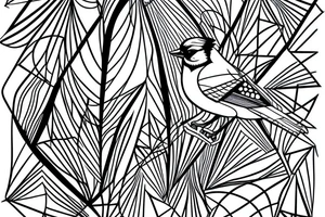 blue jay mixed with lines for forearm tattoo idea