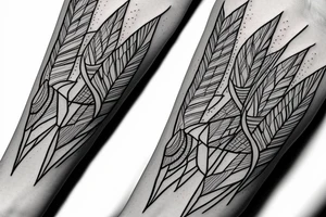 blue jay mixed with lines for forearm tattoo idea