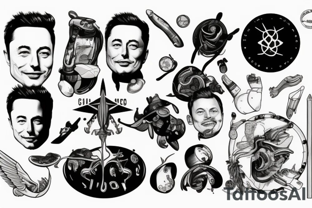 Portrait of Elon Musk tattoo idea