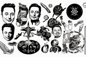 Portrait of Elon Musk tattoo idea