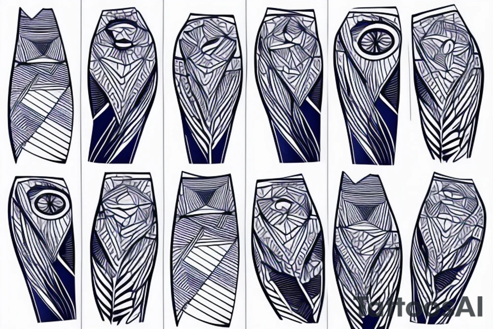 blue jay mixed with lines for forearm tattoo idea