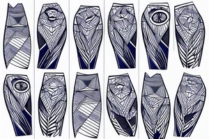 blue jay mixed with lines for forearm tattoo idea