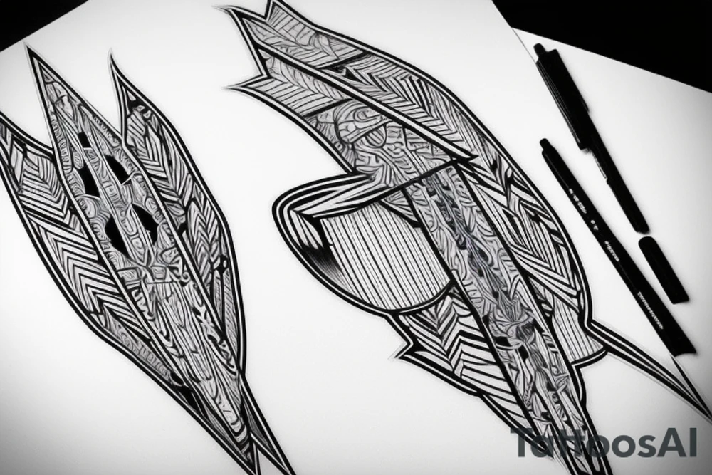 blue jay mixed with lines for forearm tattoo idea