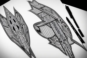 blue jay mixed with lines for forearm tattoo idea