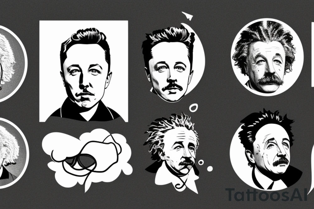 Portrait of Elon Musk and Einstein tattoo idea