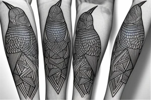 blue jay mixed with lines for forearm tattoo idea