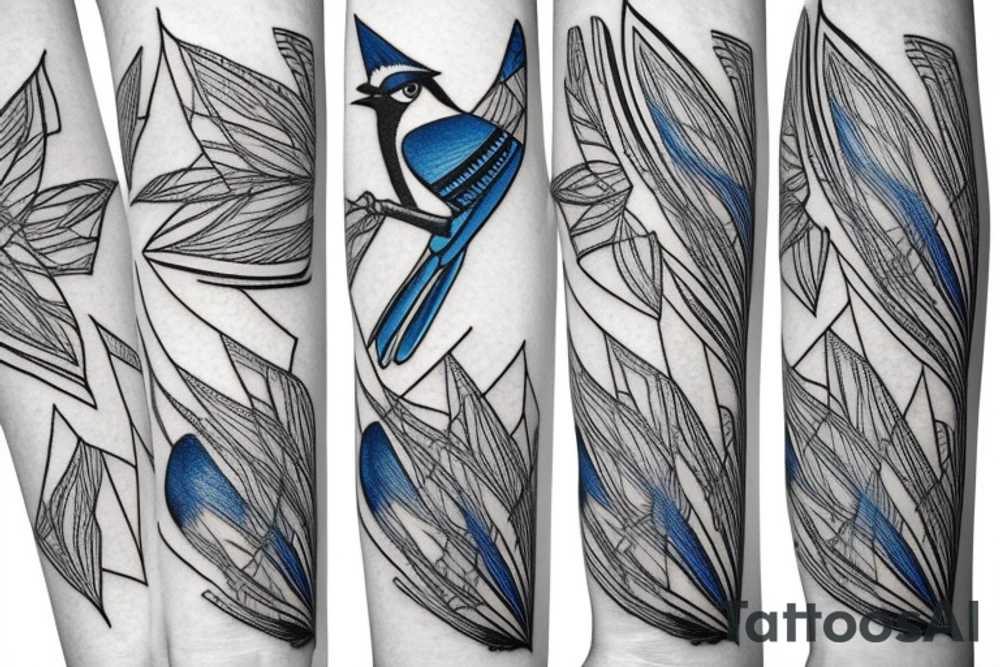blue jay mixed with lines for forearm abstract tattoo idea blue jay mixed with lines for forearm abstract tattoo idea