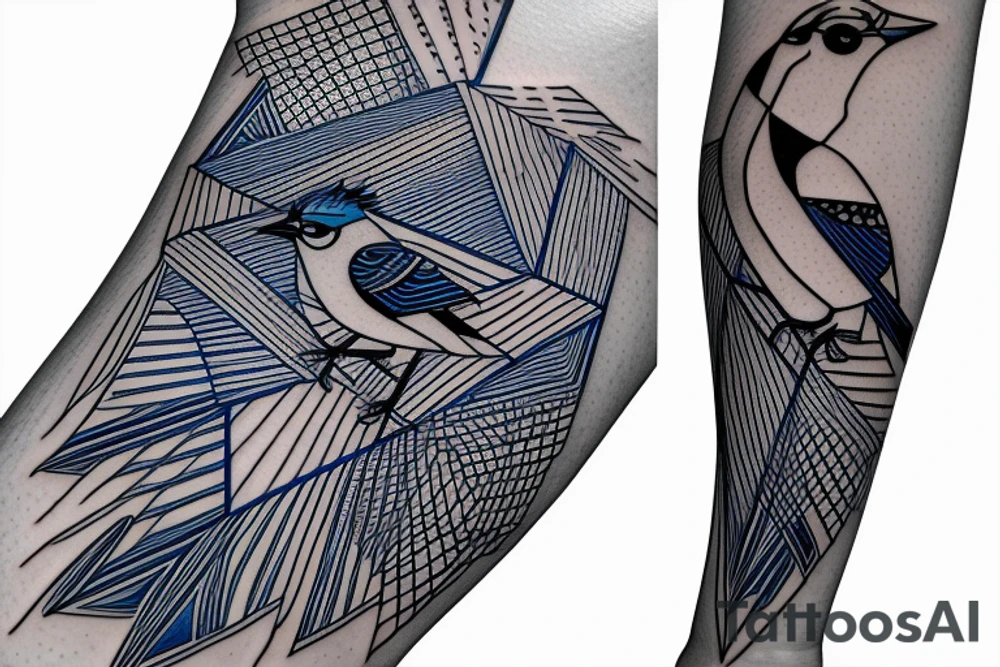 blue jay mixed with lines for forearm abstract tattoo idea blue jay mixed with lines for forearm abstract tattoo idea