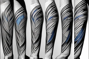 blue jay mixed with lines for forearm abstract tattoo idea