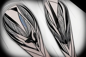blue jay mixed with lines for forearm abstract tattoo idea