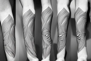 blue jay mixed with lines for forearm abstract tattoo idea