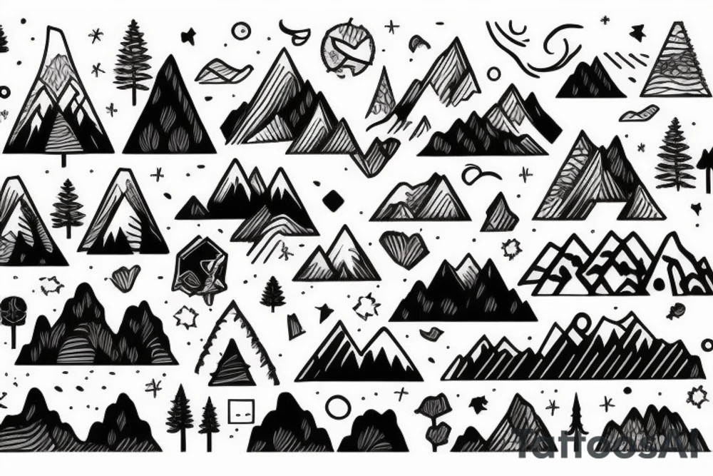 Forest with mountains behind it tattoo idea