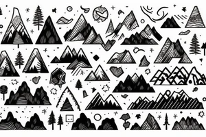 Forest with mountains behind it tattoo idea