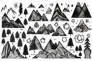Forest with mountains behind it tattoo idea
