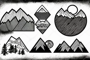 Forest with mountains behind it tattoo idea