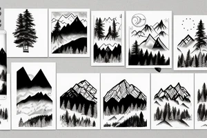 Forest with mountains behind it tattoo idea