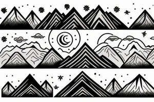 Forest with mountains behind it tattoo idea