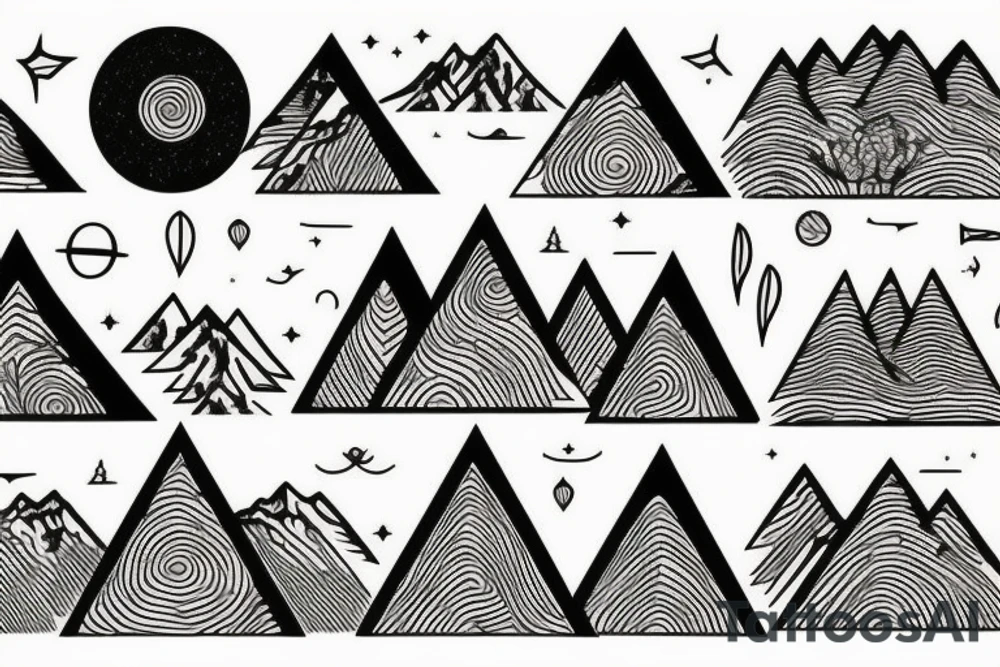 Forest with mountains behind it tattoo idea