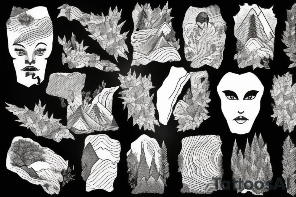 Forest with mountains behind it tattoo idea