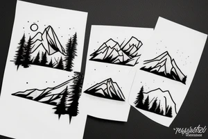 Forest with mountains behind it tattoo idea
