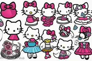 Hello kitty and girly cartoon caracters tattoo idea