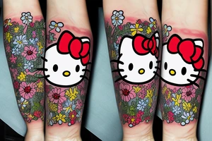 Hello kitty and girly cartoon caracters tattoo idea