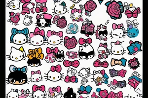 Hello kitty and girly cartoon caracters tattoo idea