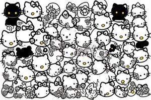 Hello kitty and girly cartoon caracters tattoo idea