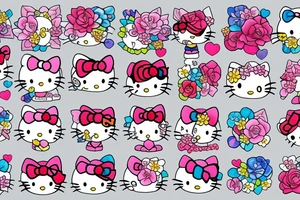 Hello kitty with hearts and flowers tattoo idea