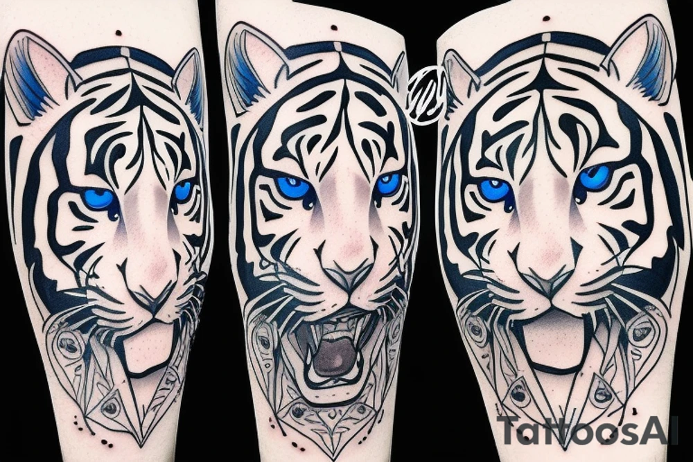 majestic white tiger with blue eyes tattoo idea